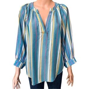 Maeve by Anthropologie Byron Striped Peasant Blouse Balloon Sleeve Size Medium